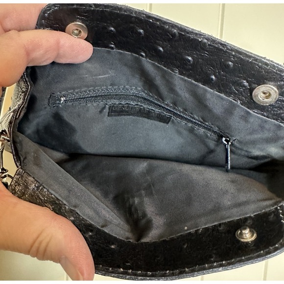 Vintage Leather Made In Italy Purse Black With Strap‎ - Picture 5 of 8